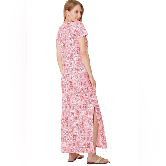 Lilly Pulitzer Etta Short Sleeve Maxi Milner Red Seaside Harbour Size Large - Picture 15 of 15